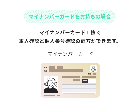 個人番号確認書類:通知カード OR マイナンバーカード